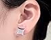 Men Earrings Solid Diamond Shaped Screw Back Stud Earrings Iced Out Hip Hop Jewelry with Sparkling Zircon (Silver)
