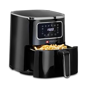 alpina Airfryer 4.5L – Heteluchtfriteuse 1-4 Personen – Air Fryer met Digitaal Touchscreen – Instelbare Temperatuur 80 tot 200 Graden – Timer Functie – Heteluchtoven 1450W