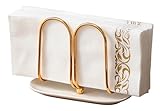 Vertical Rose Gold Napkin Holder with Ceramic Base - Modern Disposable Hand Guest Towel Holder for Bathroom,Small Cocktail Napkin Holders for Table,Party,Kitchen,Bar,Dinner,Outdoor