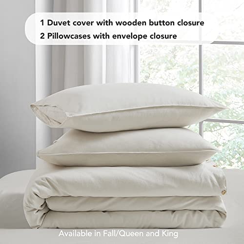 Dapu Linen Duvet Cover King, Washed Lightweight Bedding Set With Buttons Closures, 3 Pcs Hypoallergenic Soft Linen Cotton Blend Duvet Cover Set With 8 Corner Ties (Beige, King) #TOP4