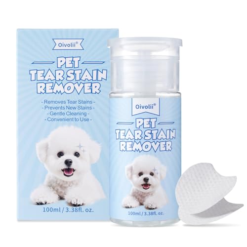 Oivolii Tear Stain Remover for Dogs & Cats – Natural Gentle Liquid, Safe & Non-Irritating, Effectively Cleans Tear Stains, Eye Discharge & Debris
