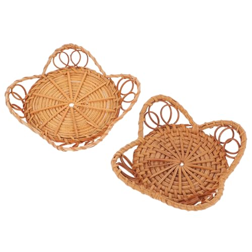 Toyvian 2 Stück Rattan Kerzenuntersetzer Handgewebte Tischmatten...