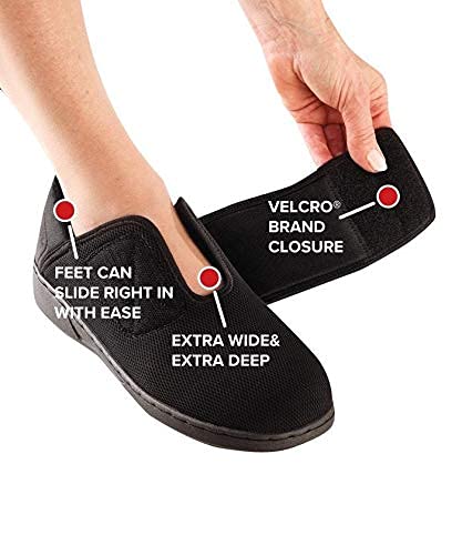 Silvert's Adaptive Clothing & Footwear Comfort Shoes For Men - Extra Wide Shoes For Swollen Feet Black #TOP3