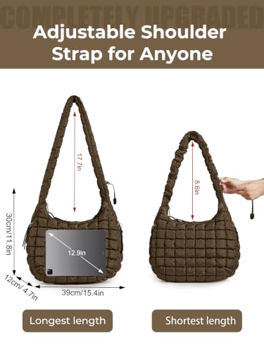 Image of Puffer Quilted Tote Bag for Women Nylon Crossbody Bags Puffy Purse Hobo Large Shoulder Bag Trendy
