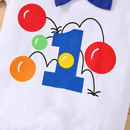 Circus 1St Birthday Outfit Baby Boys Carnival Themed Birthday Clown Birthday Outfits Cake Smash Suspender Romper Shorts Toddler First Circo Birthday Party Supplies Halloween Costume Blue 12-18 Months #TOP3