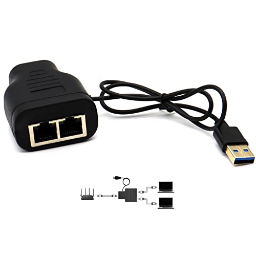 RJ45 Ethernet Splitter, AWADUO 1 bis 2 Ethernet Extender Connector USB zu RJ45 Port mit USB-Stromkabel 8P8C Extender Stecker LAN Paar für Cat5 Cat5e Cat6 Cat6e Cat7 Cover