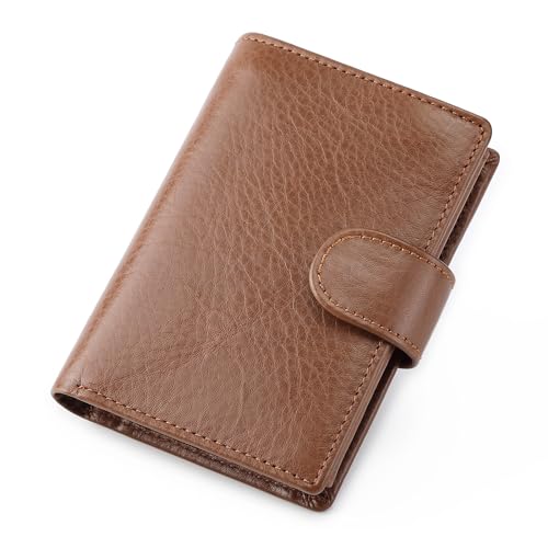 Portefeuille court à trois volets en cuir rétro vertical, l'excellence de la maroquinerie