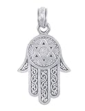 Star of David Charm Hamesh Hand Hamsa Pendant 925 Sterling Silver