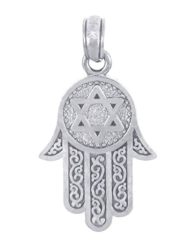 Star of David Charm Hamesh Hand Hamsa Pendant Necklace 925 Sterling Silver2