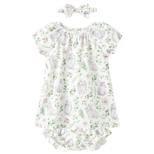 Image of pureborn Baby Girls Dress with Bloomer Infant Girl Cotton Playwear Dress 0-24 Months