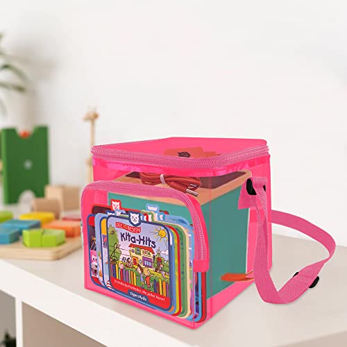 Annmore Tasche für Tonie Hörfiguren und Box, Transporttasche für Toniebox Starterset, Organizer für Toniebox Zubehör, Durchsichtig, Rosa