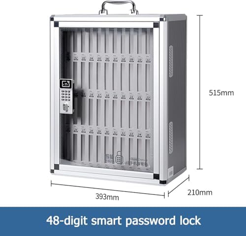 Wall-Mounted Cell Phone Locker Cabinet, 60-Slot Aluminum Storage with Transparent Pockets, Secure Mobile Phone Safe for Classroom & Office - Dimensions: 393x210x633mm