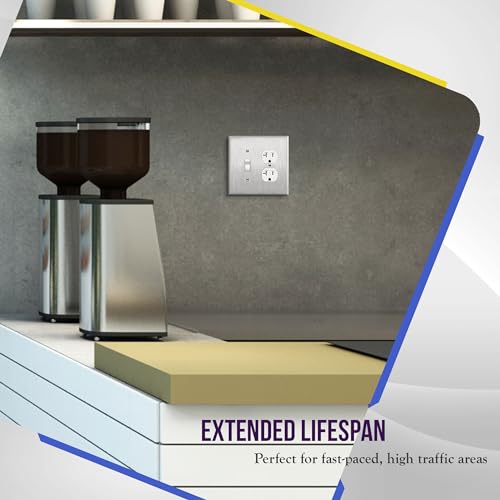 Image of ENERLITES Combination Toggle Light Switch and Duplex Receptacle Outlet Metal Midway Wall Plate, Corrosion Resistant, 2-Gang 4.88 inch x 4.92 inch, 771121M, 430, UL Listed, Silver, Stainless Steel Mid Size