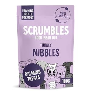 Scrumbles Nibbles, 100% Natural, Calming Dog Treats, Grain Free Turkey Training Treats, 100g pouch