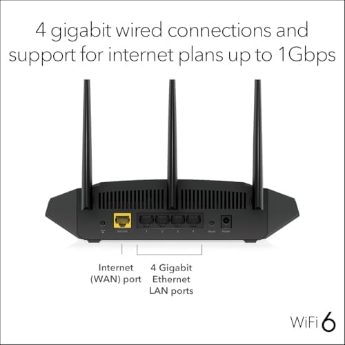 NETGEAR Nighthawk WiFi 6 Router (RAX36) – Router Only, AX3000 3 Gbps Wireless Speed – Dual-Band Gigabit Internet – Covers 2,000 sq. ft., 25 Devices – Built-in VPN, USB 3.0, Gaming - 3