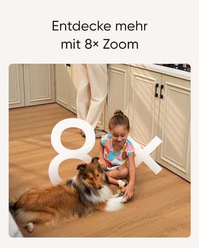 eufy Security Indoor Cam S350, Dual Kameras, 4K UHD Auflösung, Überwachungskamera mit 8× Zoom und 360° PTZ, Mensch/Tier KI, Ideal für Babyphone/Haustierkamera/Hausüberwachung, Dual-Band Wi-Fi 6 – Bild 4