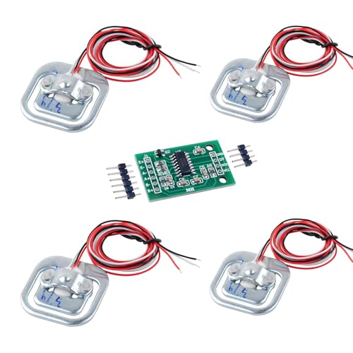 Geekstory 4pcs 50kg Load Cell Half Bridge Strain Gauge Human Body Scale Digital Weighting Sensor + 1pc HX711 AD Amplifier Weight Module for Arduino