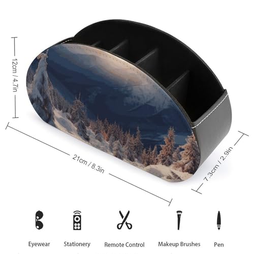 Support de télécommande 5 compartiments en cuir PU avec motif de montagnes pour lecteur multimédia - 3