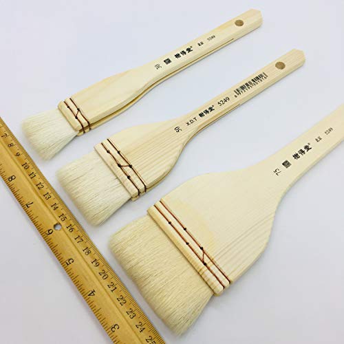 Xdt 5249 Hake Paint Brush Artist Painting Brushes Set 3 Piece 1.18In,2In,2.95In Premium Goat, Acrylic Watercolor Oil, Paint Large Area Of Water Or Color, Wetting Large Surface, Absorbing Excess Media #TOP3
