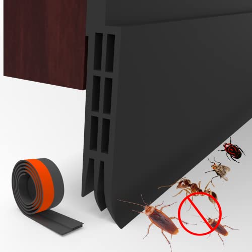 POPYS Tira de Sellado - Burlete Puerta Entrada - Burlete puerta en 2 tamaños y colores - Tira autoadhesiva aislante acustico - Contra Luz, aire, ruido, insectos (5 x 100CM, Negro)