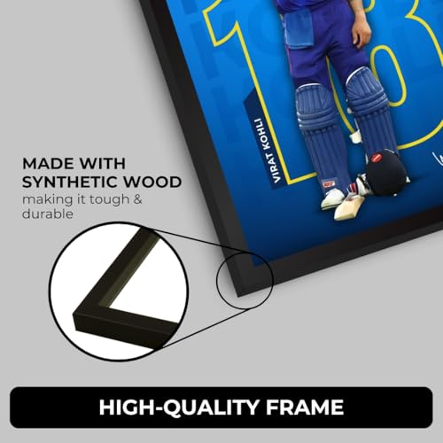 Image of Virat Kohli Poster | Framed King Kohli 18 Wall Art | Indian Team Edition | Cricket Legend | Premium Sports Decor for Cricket Fans | Motivational Wall Poster | Virat Wall Poster for Room (F 149)