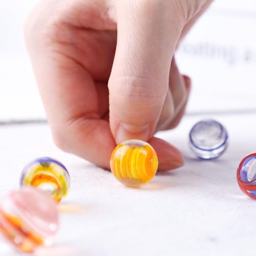 POPLAY 10PCS Glass Marbles Bulk, Colorful Glass Marbles in Tinplate Box Handmade Glass Marbles for Collectors Kids Birthday Gifts Home Decoration