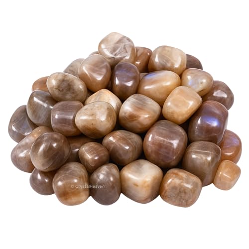 Image of Certified Sun Moonstone Crystal Healing Tumbled Stone, Natural Polished Crystals for DIY Crafts, Manifestation, Meditation, Pooja Feng Shui and Reiki Healing (30 Grams)