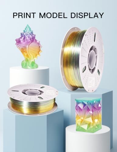 Image of PINBALL Translucent PETG 3D Printer Filament 1.75mm ±0.02mm, Multicolor Transparent Rainbow Filament, Clear PETG Filament, 1KG /2.2lbs