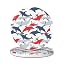 Red Blue and Gray Dolphins