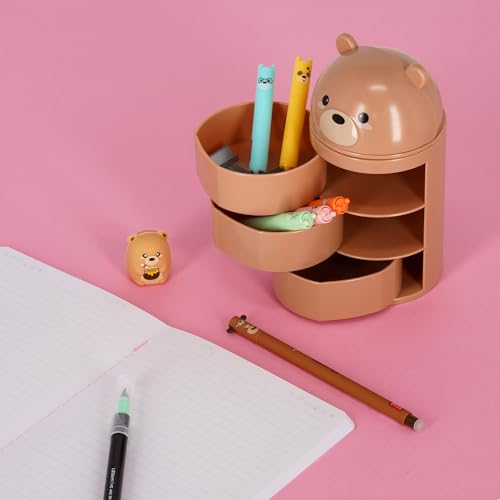Miniatura 3 de Legami - Organizador De Escritorio, Organizador De Escritorio Con 3 Cajones De Apertura Lateral, Compartimento Superior Con Cierre Deslizante, Tema Teddy Bear