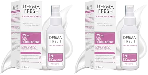 Dermafresh Ipersudorazione Efficace 72H, Deodorante Antitraspirante, Latte Corpo, 100 ml, No Alcol, Antimacchia, Delicato sulla Pelle, Contro Sudorazione e Cattivi Odori, Dermatologicamente Testato