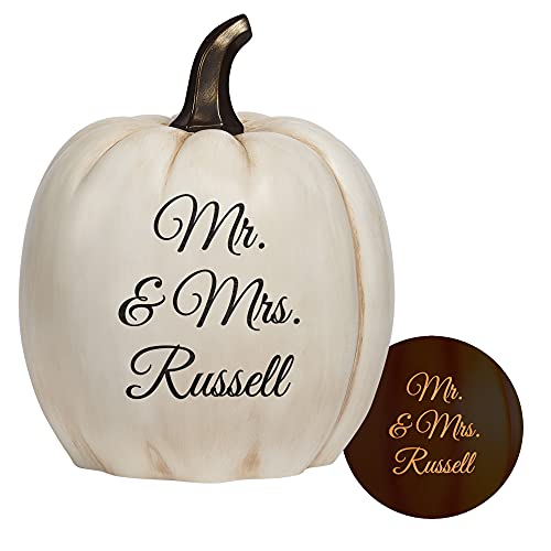 Let's Make Memories Personalized Text Pumpkin - Custom Light Up Pumpkin with Any Message - Resin - Indoor/Outdoor - Halloween Décor/Harvest Décor - Add Your Custom Message - XL - Cream