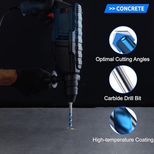 HIPX Multi Material Drill Bits Set for Ceramic Porcelain Granite Marble Concrete Glass Brick Cement Tile Plastic Wood, Multi Construction Masonry Shockproof Hammer Carbide Bit Tip, 4-10mm Box of 5 3 HIPX Multi Material Drill Bits Set for Ceramic Porcelain Granite Marble Concrete Glass Brick Cement Tile Plastic Wood, Multi Construction Masonry Shockproof Hammer Carbide Bit Tip, 4-10mm Box of 5 - Image 3