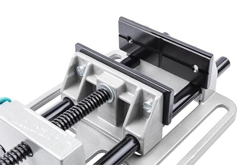 wolfcraft Universal-Schraubstock 100 mm - mit Schnellverstellung - Spannbacke Profi mit V-Nuten - für Bohrständer und Werkbänke - Spannkraft 200 kg, Spannweite 100 mm Backenbreite 100 mm - 3410000