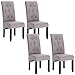 WOLTU 4 X Chaises de Salle à Manger Chaises de Cuisine Gris Clair,Chaise Salon à Manger Assise en Lin et Pied en Bois Massif,BH106hgr-4