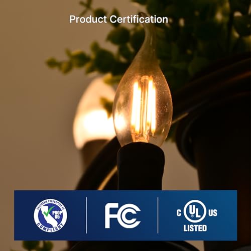 Image of FLSNT Candelabra LED Light Bulbs, CA11 LED E12 Chandelier Light Bulbs 60W Equivalent, 2700K Soft White, 550LM, 5.5W, 90+ High CRI, AC 120V, 12 Pack, Dimmable UL,CA65 Listed.