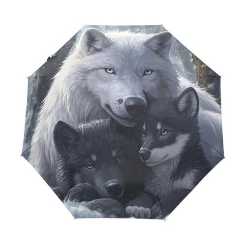 Parapluie compact Wolf Mom automatique pour éviter la pluie