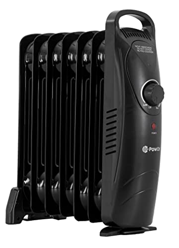 PowOn 600W Ölradiator Energiesparend 7 Rippen - 30x14x38 Heizkörper Elektrisch Elektroheizung Energiesparend Radiator Elektrisch Energiesparend Elektroheizkörper Elektrische Heizgeräte Öl Radiatoren Cover
