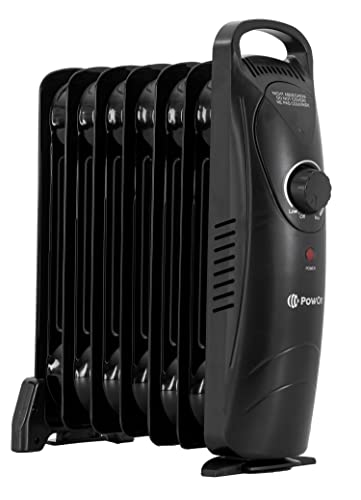 PowOn 600W Ölradiator Energiesparend 7 Rippen - 30x14x38 Heizkörper Elektrisch Elektroheizung Energiesparend Radiator Elektrisch Energiesparend Elektroheizkörper Elektrische Heizgeräte Öl Radiatoren