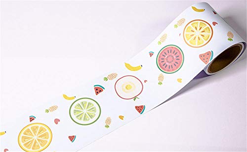 Dostear Frises Papier Peint Tranches de fruits 12 X 600cm Moulure Murale Autocollant Murals Adhesif Murale Plinthe Adhesive PVC