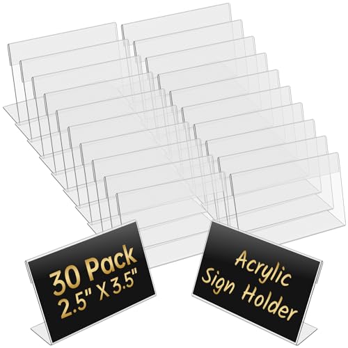 30 Pack Acrylic Photo Frames 2.5x 3.5 Inches Clear Picture Frames Plastic Collage Frames Flyer Display Vertical Slanted Back Stand Up Sign Holder for Office Desktop Photo Picture Menu Document