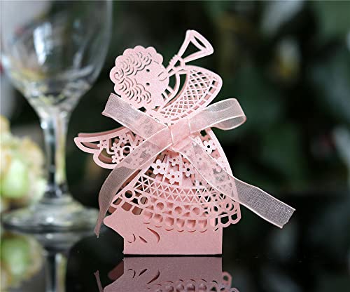 GIVBRO Lot de 50 boîtes à dragées en papier avec ange creux pour mariage, fête prénatale, banquet, décoration de fête