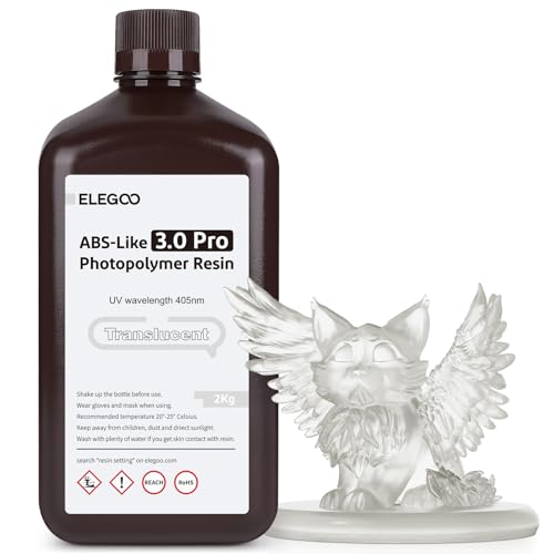 ELEGOO Resina ABS-Like 3.0 Pro, Resina para Impresora 3D con Baja Viscosidad y Alta Precisión, Mayor Resistencia al Calor y Resistencia a los Arañazos, para Impresión 3D LCD/DLP Translúcido 2000G