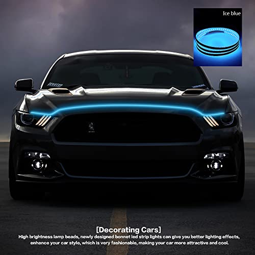 Rsept Led Strip Light,Engine Hood Guide Decorative Light Daytime Running Light Strip Atmosphere Lamp Car Hood Light Strip,12V Waterproof Flexible Led Car Decorative Light Strip (Blue, 70 Inch) #TOP3