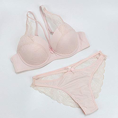 Swbreety Women Lace Babydoll Bra And Panty Set Bow-Knot Lingeries Underwear Pink thumb #5
