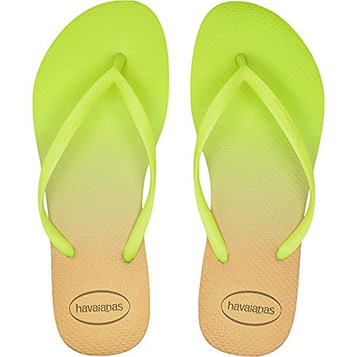 Chinelo Slim Gradient, Havaianas, Feminino, Branco/Verde Galactico Fluorescente, 37/38