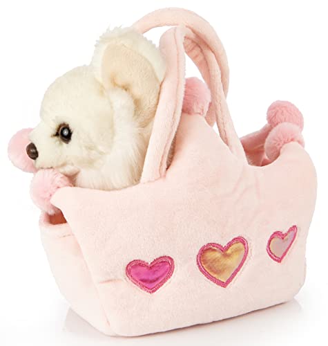 Uni-Toys - Chihuahua weiß, mit Prinzessinentasche - 18 cm (Länge) - Plüsch-Hund - Plüschtier, Kuscheltier Uni-Toys - Chihuahua weiß, mit Prinzessinentasche - 18 cm (Länge) - Plüsch-Hund - Plüschtier, Kuscheltier