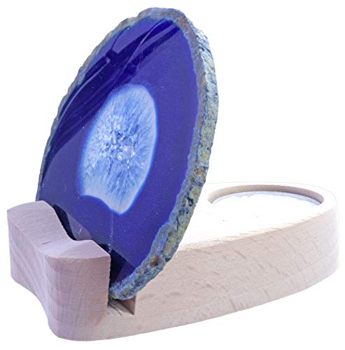 Cristal de ágata azul teñido portavelas de té con piedras preciosas Tealight (azul)