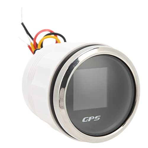 Headerbs - GPS-Geschwindigkeitsmesser, 52 Mm GPS-Tachometer, Kilometerzähler, Kilometerstand, LCD-Display, DC 9 Bis 32 V, für Wohnmobile, Marineboote, Yachten (Schwarzes Panel, silberne Abdeckung)