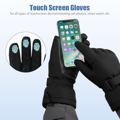 Image of GUSTAVE Winter Gloves for Men Women Warm Splashproof Windproof Hand Gloves for Winter Riding Touch Screen Finger Anti-Slip Design, Ski Glove, Bike Glove, Cycling